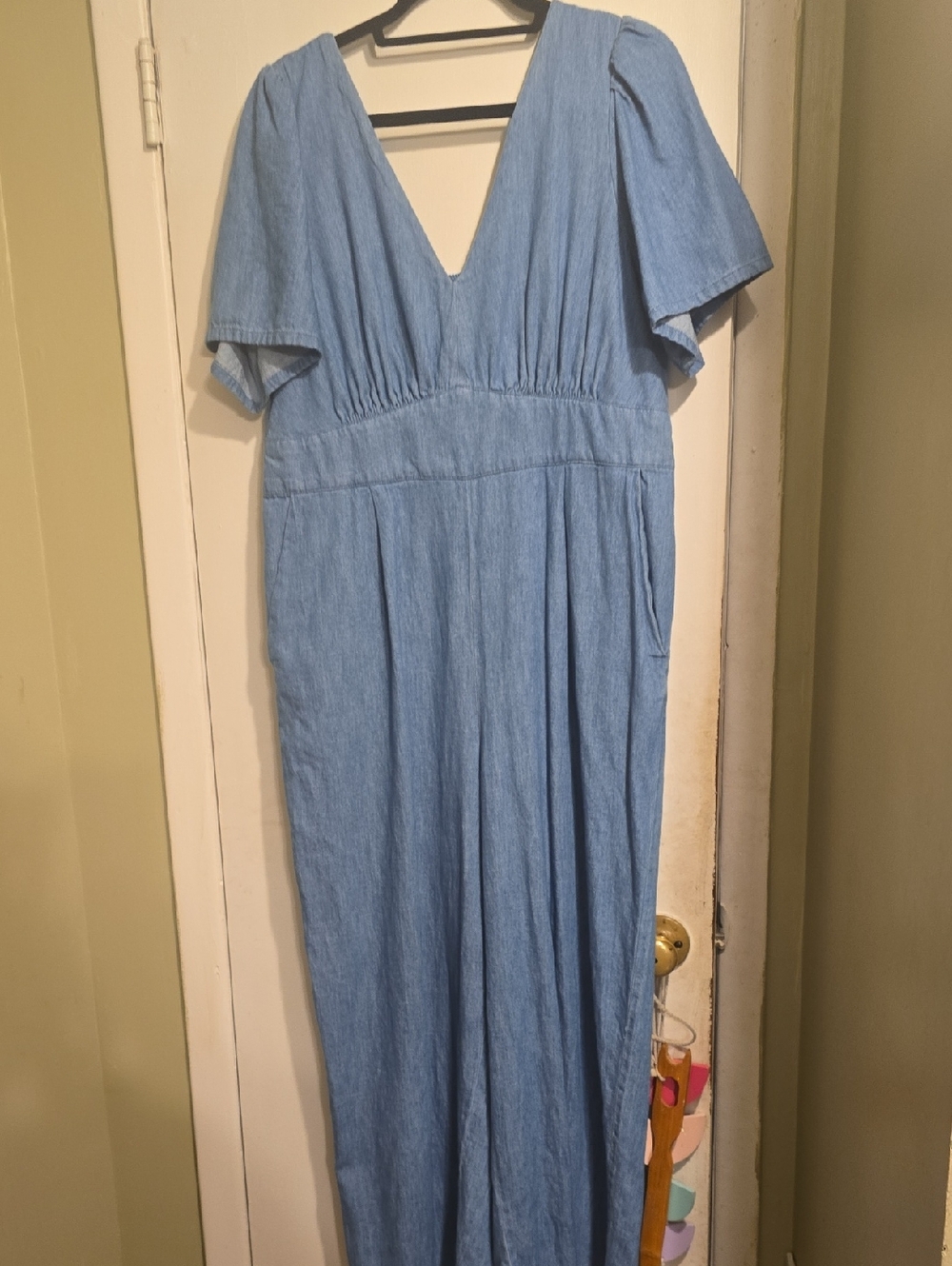 Old Navy Light Blue V-Neck Jean Jumper
